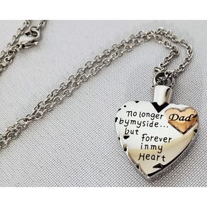 Dad No Longer by My Side Forever in My Heart Cremation Ashes Necklace Memorial